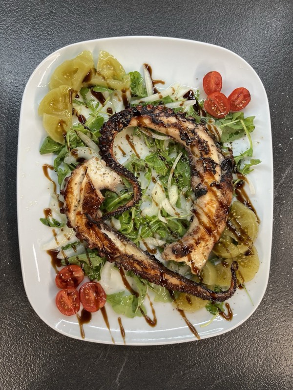 Char-grilled octopus with balsamic glaze