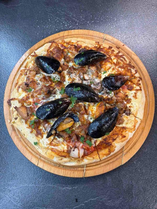 Seafood pizza